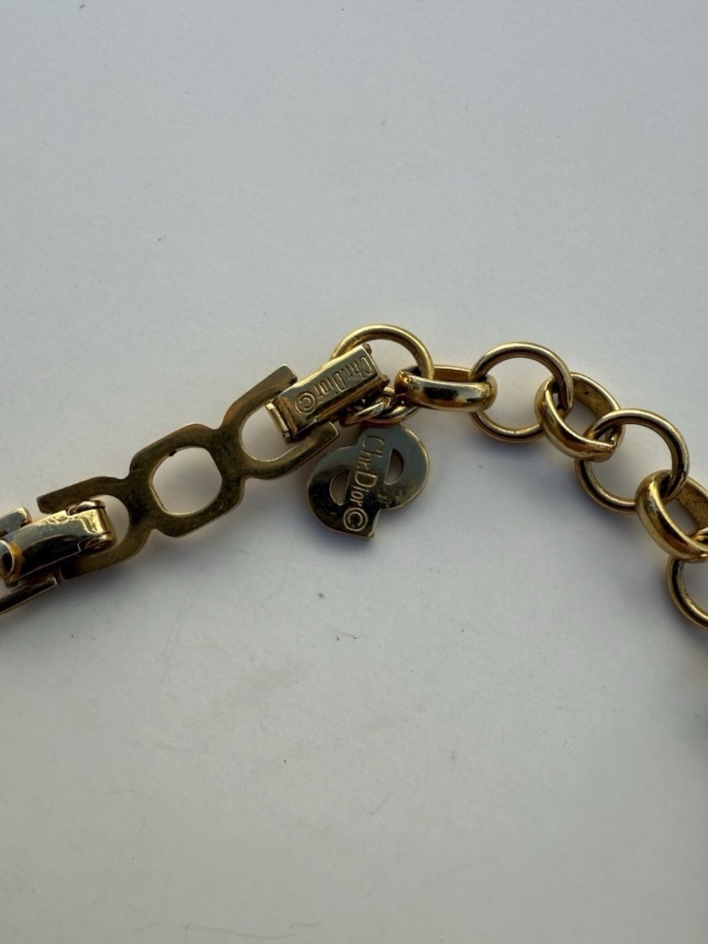 Christian Dior Necklace Vintage Green Gemstones Gold - Picture 5 of 6